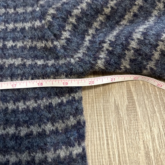 Vintage Eddie Bauer 100% Wool Button Up Blue Stripes Knit Cardigan Size Small - Picture 9 of 11